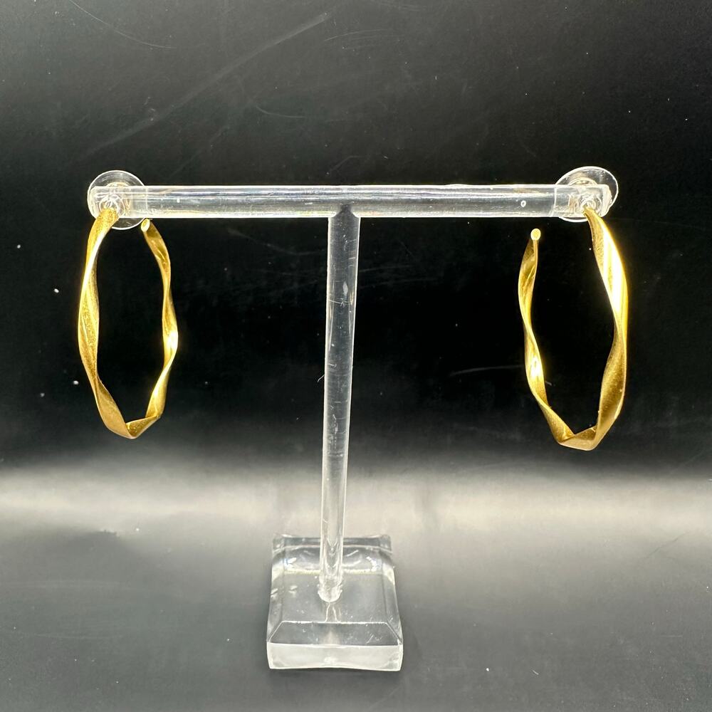 Twisted Gold Hoop Earrings Contemporary Quiet Luxury Casual Pierced